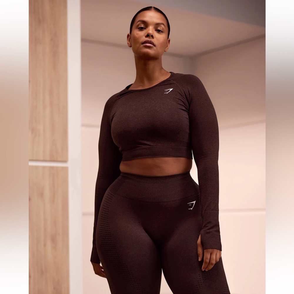 Gymshark VITAL SEAMLESS 2.0 CROP TOP Cherry Brown
